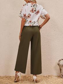 EMERY ROSE In hoa tay cánh Áo & Thắt lưng Quần ống rộng - Nhiều màu - Xem 5