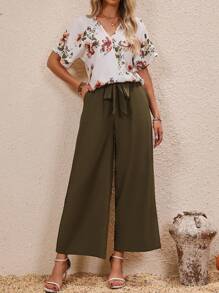 EMERY ROSE In hoa tay cánh Áo & Thắt lưng Quần ống rộng - Nhiều màu - Xem 2