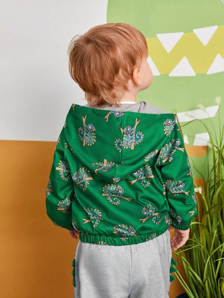 Baby Girl Cartoon Pattern Hooded Jacket