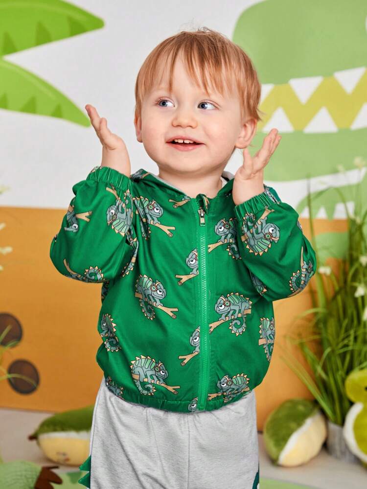 Baby Girl Cartoon Pattern Hooded Jacket