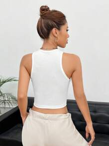 SHEIN EZwear Women's Casual Floral Print Sleeveless Slim Fit Tank Top, Suitable For Summer - White - View 7