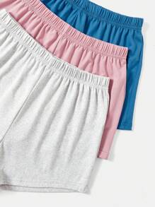 3sets Solid Tank Top & Shorts Lounge Set - Multicolor - View 5