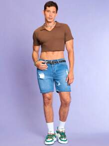 RueChic Heren Stevige Crop Poloshirt