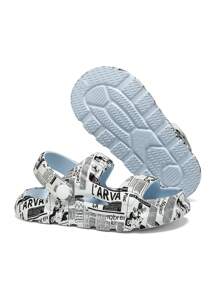 儿童舒适泡沫拖鞋，带后跟带 - 藍色 - 查看 5