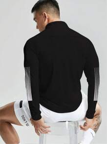 Manfinity Sport Corelite جاكيت رياضية مزينة برمز وحرف رجالية بأسلوب الصديق, أغطية الرياضة في فصل الخريف مريحة وقابلة للتنفس
