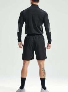 Manfinity Sport Corelite جاكيت رياضية مزينة برمز وحرف رجالية بأسلوب الصديق, أغطية الرياضة في فصل الخريف مريحة وقابلة للتنفس