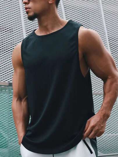 Manfinity Fitness Boyfriend Style Men Solid Sports Tank Top  Workout Tops Tank Top Pack  Compression Shirt  Workout Tops Breathable