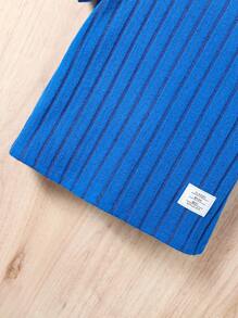 SHEIN 男小童字母補丁細節T恤和短褲 - 寶藍色 - 查看 5