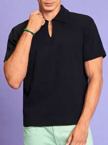RueChic Men Solid Polo Shirt - Black - View 5