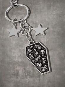 ROMWE Goth Fashionable Vintage Star & Skull Decor Keychain - Silver - View 2