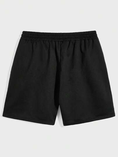 Street Life Hombres Shorts con estampado de letra de dos tonos de cintura con cordón