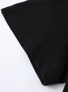 SHEIN EZwear 漢堡和字母圖案T恤 - 黑色 - 查看 6