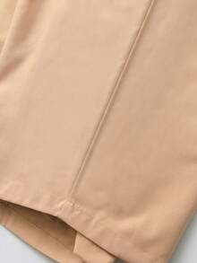 Manfinity 男士素色彈性腰帶短褲 - 卡其色 - 查看 4