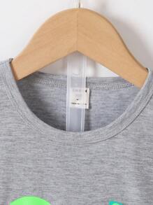 SHEIN 男小童1入組恐龍印花T恤 - 淺灰色 - 查看 3