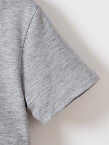 SHEIN 男小童1入組恐龍印花T恤 - 淺灰色 - 查看 4