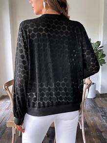 SHEIN LUNE 拉鏈開襟前夾克 - 黑色 - 查看 2