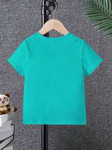 SHEIN Young Boy Cartoon Graphic Tee - Green - View 2
