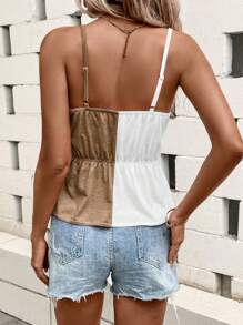 SHEIN Clasi 雙色前扭結吊帶上衣 - 彩色 - 查看 2