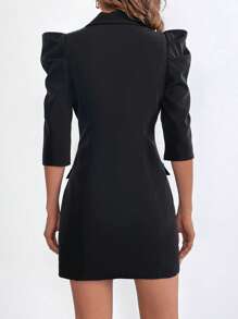 SHEIN Privé Puff Sleeve Double Breasted Blazer Dress