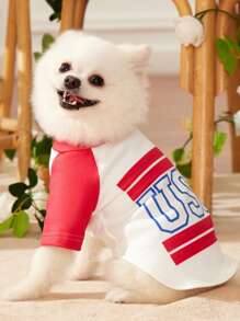 Sophie Gallo Design 1入組滌綸字母圖案寵物T恤衫適用於貓和狗狗適合夏天 - 彩色 - 查看 3