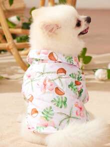 Brittany Frost Designs 1pc Woven Fabric Coconut & Floral Print Pet Shirt For Cat And Dog For Spring - Multicolor - View 4