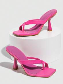 女款桃紅色平底拖鞋，時尚夏季涼鞋 - 玫紅色 - 查看 5