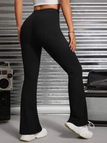 SHEIN PETITE High Waisted Slit Hem Pants