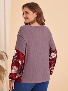 EMERY ROSE 大碼印花紐扣細節T恤 - 藕粉色 - 查看 2