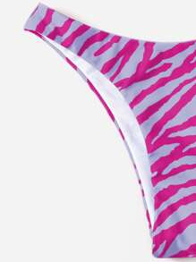 斑馬紋三角杯比基尼泳裝 - 玫紅色 - 查看 4