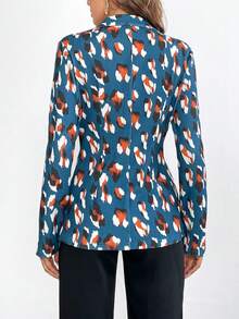 SHEIN Privé 滿版印花單釦西裝外套 - 彩色 - 查看 4