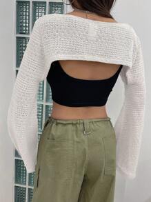 DAZY Chất rắn Siêu Crop Top Không có áo Top Cami - trắng - Xem 3
