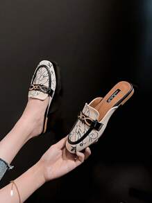 Square Toe Backless Slippers For Women, Flat, No Heel, Slip-On, Mule Sandals - Multicolor - View 3