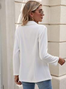 SHEIN Clasi 青果領開門襟西裝外套 - 白色 - 查看 2