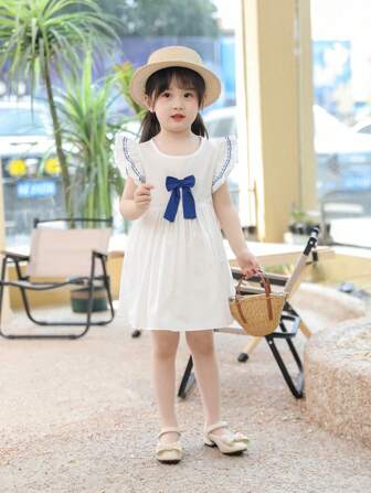 女小童前蝴蝶結荷葉邊娃娃裙