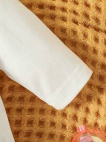 1 pieza Bodys de manga larga para bebé niño con estampado en inglés, casual y cómodo para otoño/invierno - Blanco - Ver 4