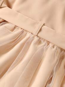 Baby Girl Ruffle Trim Double Breasted Belted Coat - Apricot - View 5