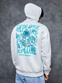 SWAVVY 1 Miếng Chữ cái & Đồ họa hoạt hình Thả vai Hoodie - trắng - Xem 5