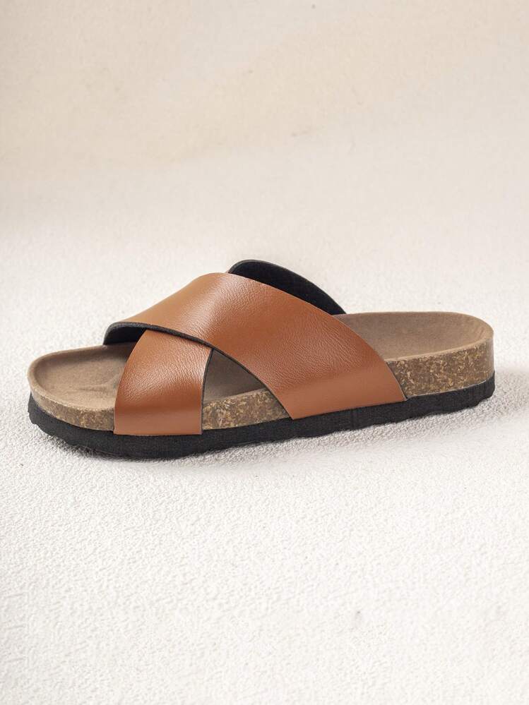 בנים מינימליסטי רצועת אלכסון נעלי בית לקיץ - חום - ראה 3