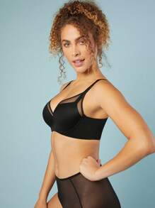 LUVLETTE Full Coverage Unlined Mesh Bra - Black - View 7