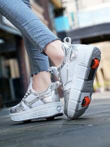 青少年四個季節酷兩輪步行鞋運動鞋 - 白色 - 查看 4