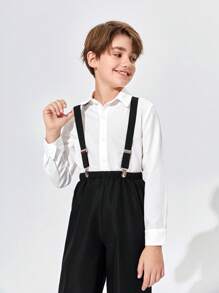 1入組兒童黑色滌綸背帶適用於開學季