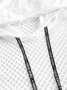 SHEIN EZwear 大码落肩抽绳卫衣 - 白色 - 查看 4