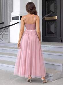 Joyfunear Vestido de tirantes de muslo con abertura de malla