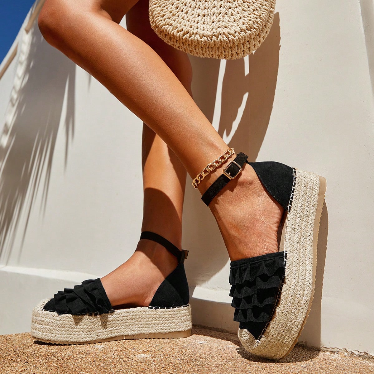 Sandalias de plataforma y cuña tejidas de cuerda para mujer, estilo bohemio para festival de música country, outfit de vacaciones y viajes esenciale
