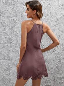 SHEIN LUNE Laser Cut Scallop Trim Cami Dress