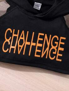 SHEIN 嬰兒字母圖案拼接插肩袖連帽T恤和豹紋印花短褲 - 彩色 - 查看 7