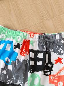 Young Boy Car Print PJ Set - Multicolor - View 3