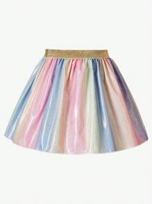 SHEIN 年轻女孩渐变色喇叭裙 - 彩色 - 查看 1
