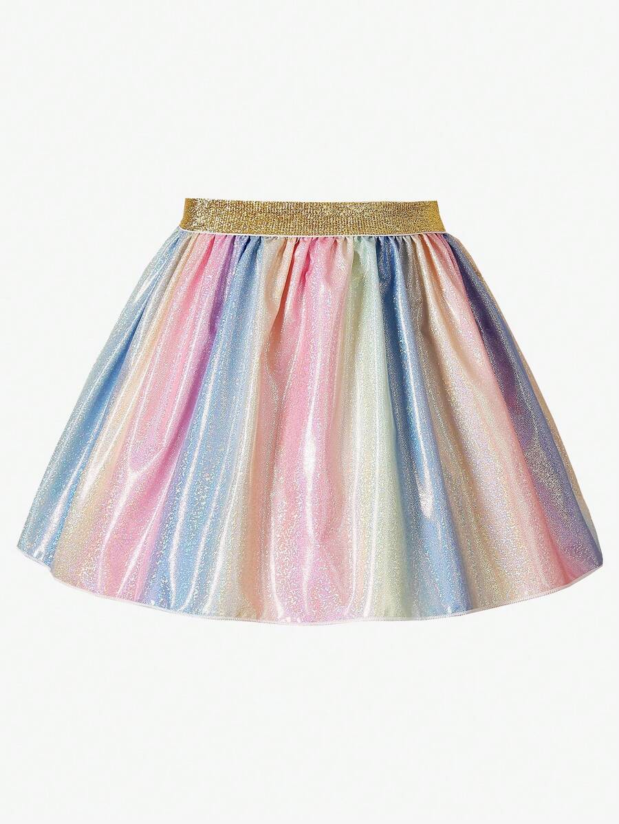 SHEIN 年轻女孩渐变色喇叭裙 - 彩色 - 查看 1