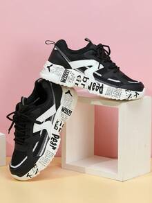 negro con blanco de moda clásico suave Zapatillas deportivas viajero diario al trabajo de hombres con de mujeres Zapatos de atletismo - Blanco y Negro - Ver 3